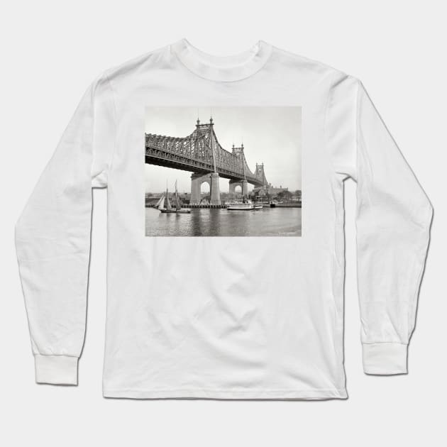 NYC Queensboro Bridge Photograph Long Sleeve T-Shirt by Bravuramedia